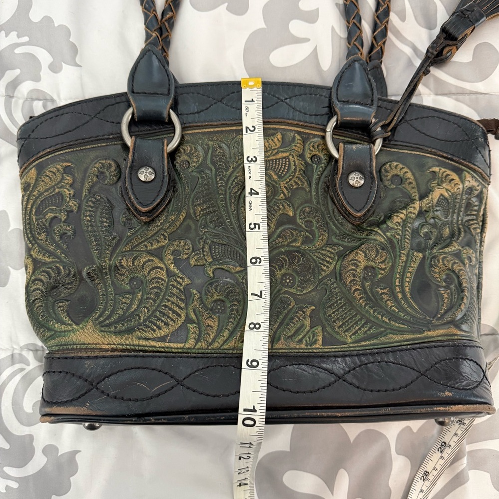 Patricia Nash Zorita Burnished Blue Tooled Leather Shoulder Bag - Picture 7 of 12